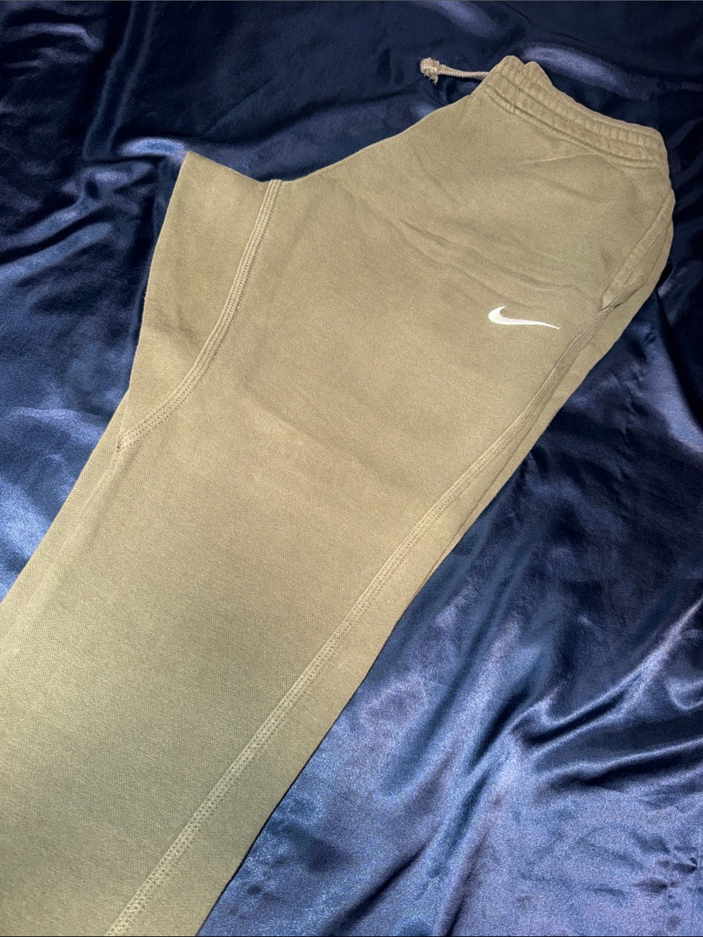 Nike Mens Olive Green Sweat Joggers with White Swoosh Comfortable Wear